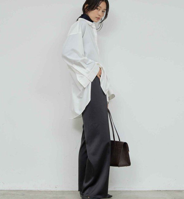  「ワイドドロストサテンパンツ」|チノ|