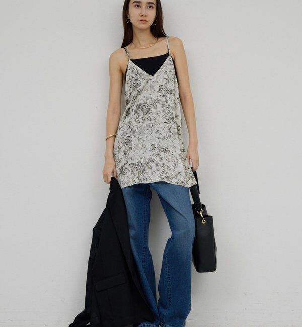  「【セットアップ対応】ボタニカルサテンキャミ」|シャツ・ブラウス|