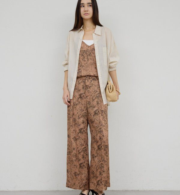  「【セットアップ対応】ボタニカルサテンキャミ」|シャツ・ブラウス|