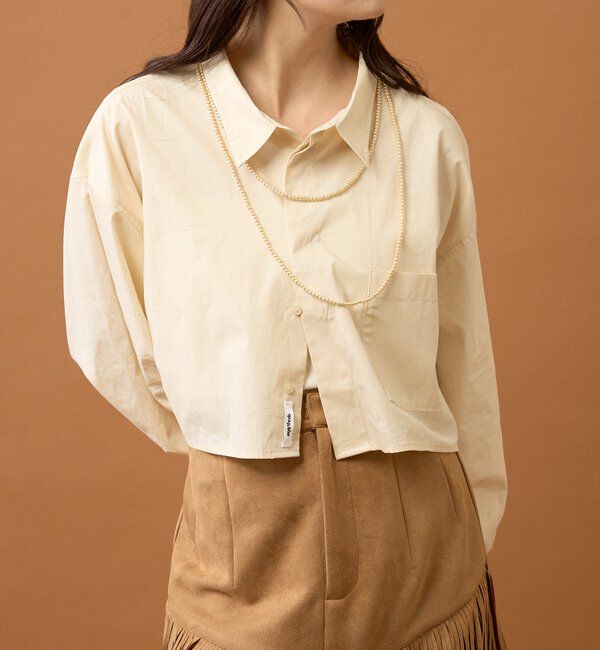  「ストライプショートシャツ」|シャツ・ブラウス|ベージュ