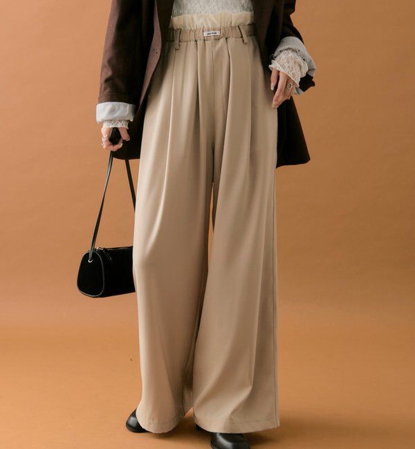  「【オールシーズン対応/WEB限定アイボリー】フリルイージーパンツ」|チノ|