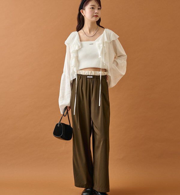  「【オールシーズン対応/WEB限定アイボリー】フリルイージーパンツ」|チノ|