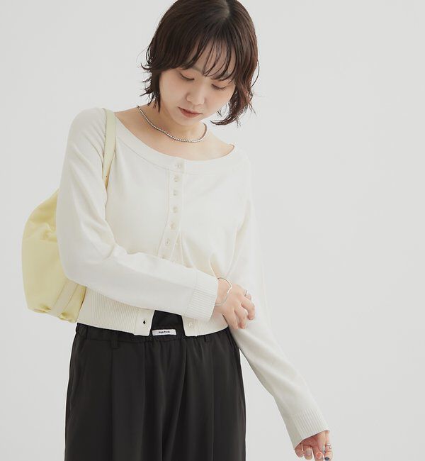  「クリアボタン カーディガン」|カーディガン|