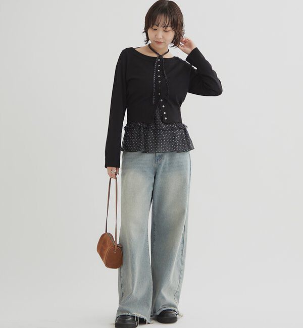  「クリアボタン カーディガン」|カーディガン|