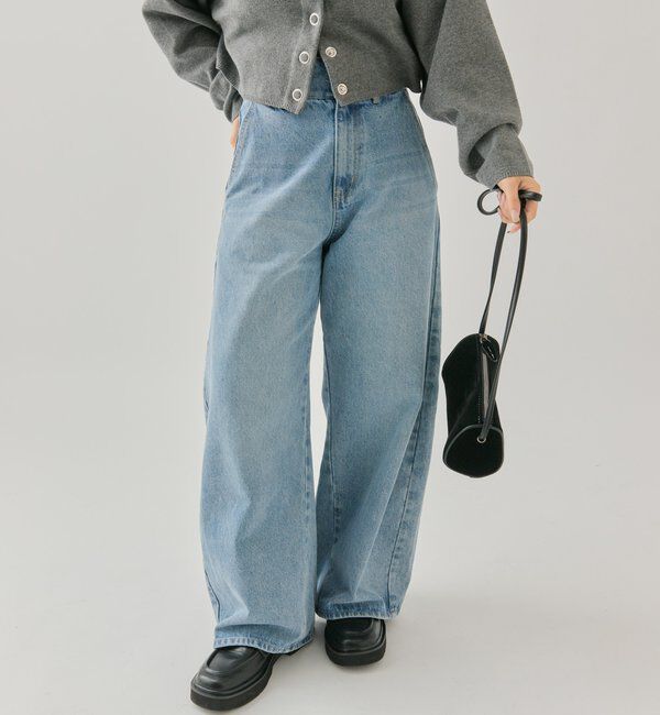  「【バックスタイルがポイント！新色ネイビー】バックシャンカーブデニム」|デニム|