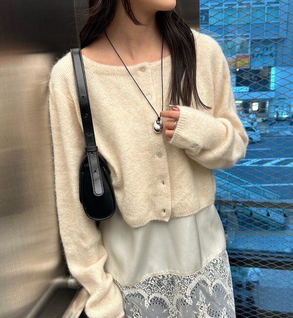  「スクエアネックニットカーディガン」|カーディガン|