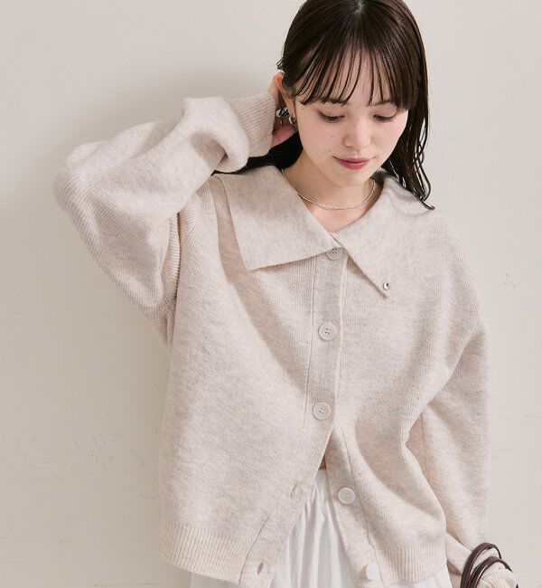  「襟付きプレートニットカーディガン」|カーディガン|