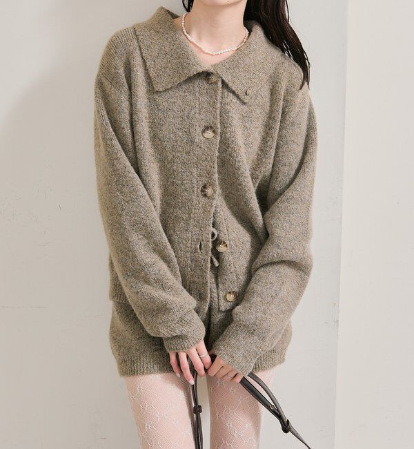  「襟付きプレートニットカーディガン」|カーディガン|