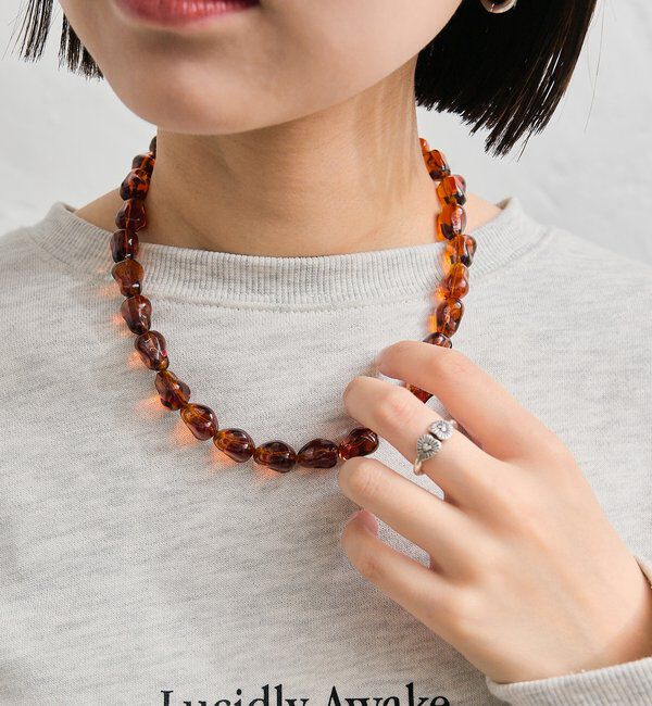  「クリアストーン ネックレス」|リング|ブラウン