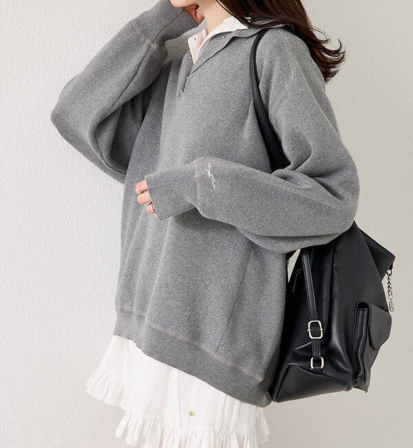  「スウェットライクヘンリーニット」|ニット・セーター|