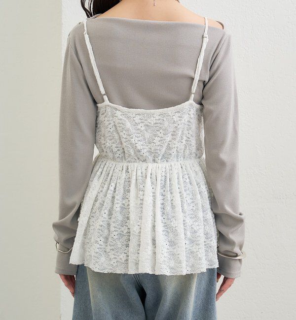  「Vギャザーレースキャミソール」|シャツ・ブラウス|