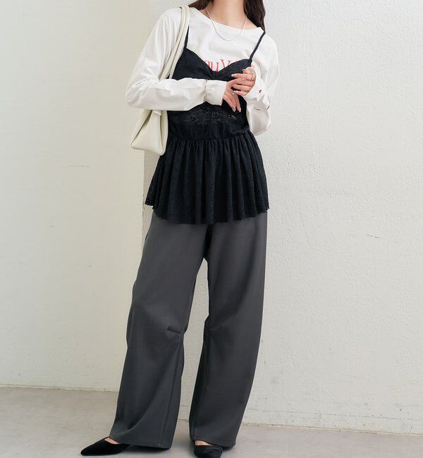  「Vギャザーレースキャミソール」|シャツ・ブラウス|