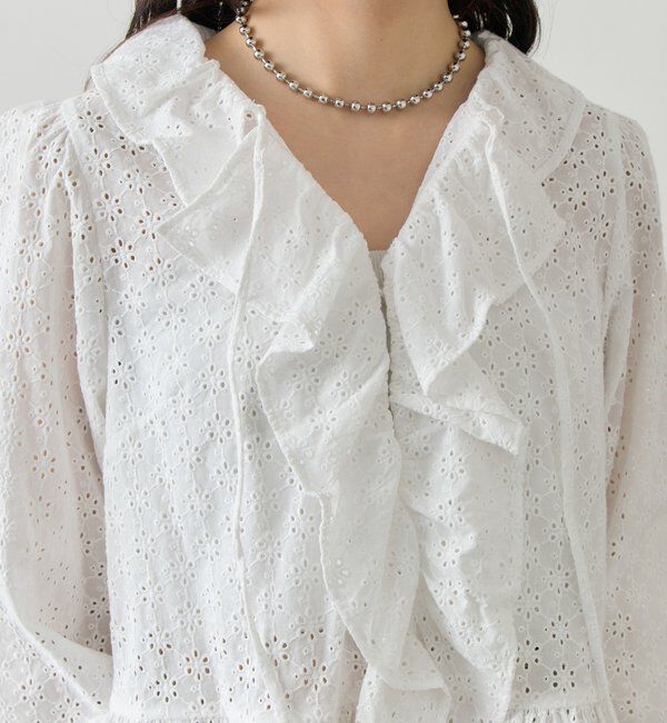  「フラワー刺繍フリルブラウス」|シャツ・ブラウス|