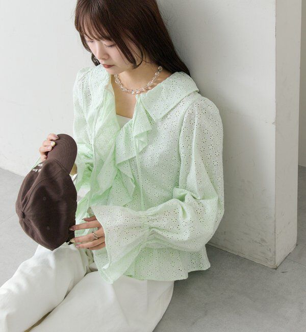  「フラワー刺繍フリルブラウス」|シャツ・ブラウス|
