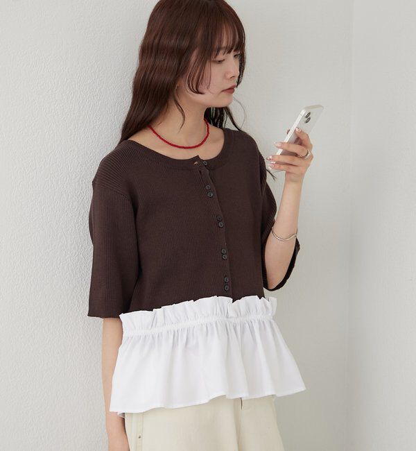  「ペプラム半袖ニット」|ニット・セーター|