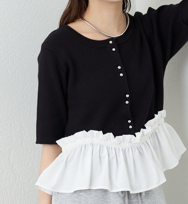  「ペプラム半袖ニット」|ニット・セーター|