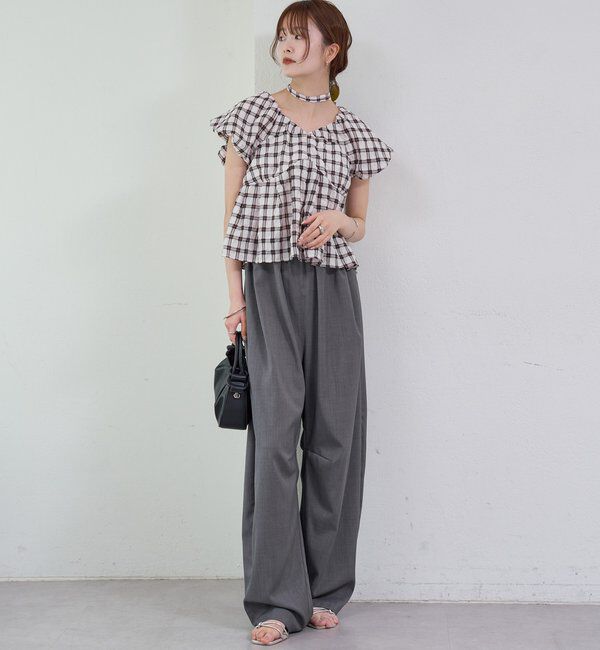  「チェックパフブラウス」|シャツ・ブラウス|
