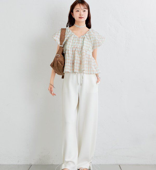  「チェックパフブラウス」|シャツ・ブラウス|