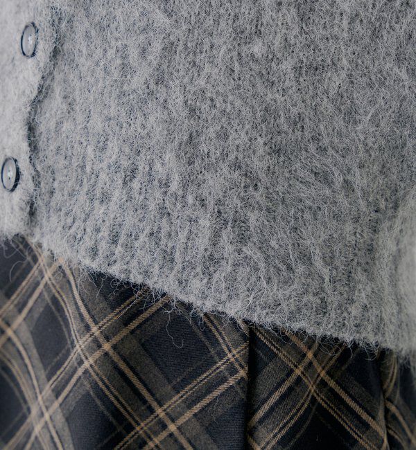  「【ブローチ取外し可】ベロアリボンルーズニットカーディガン」|カーディガン|