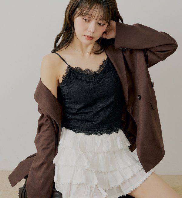  「カップ付き総レースキャミ」|キャミソール|