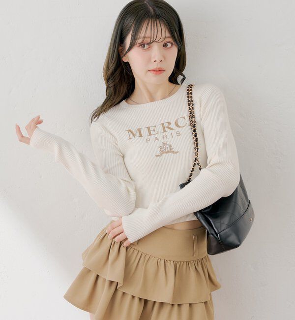  「【5色展開】ロゴ刺繍リブニット」|ニット・セーター|