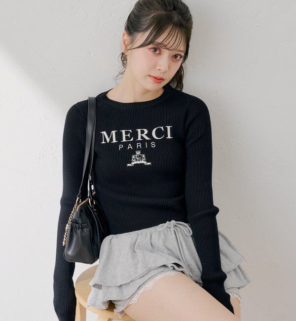  「【5色展開】ロゴ刺繍リブニット」|ニット・セーター|