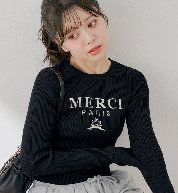  「【5色展開】ロゴ刺繍リブニット」|ニット・セーター|