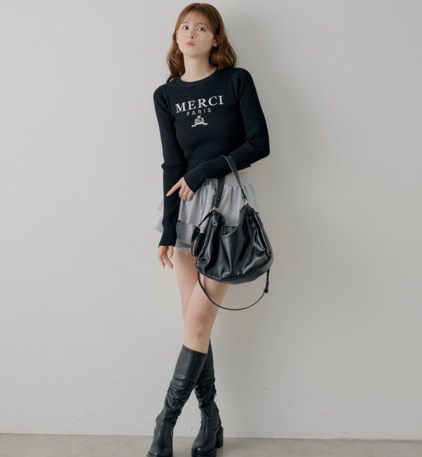  「【5色展開】ロゴ刺繍リブニット」|ニット・セーター|