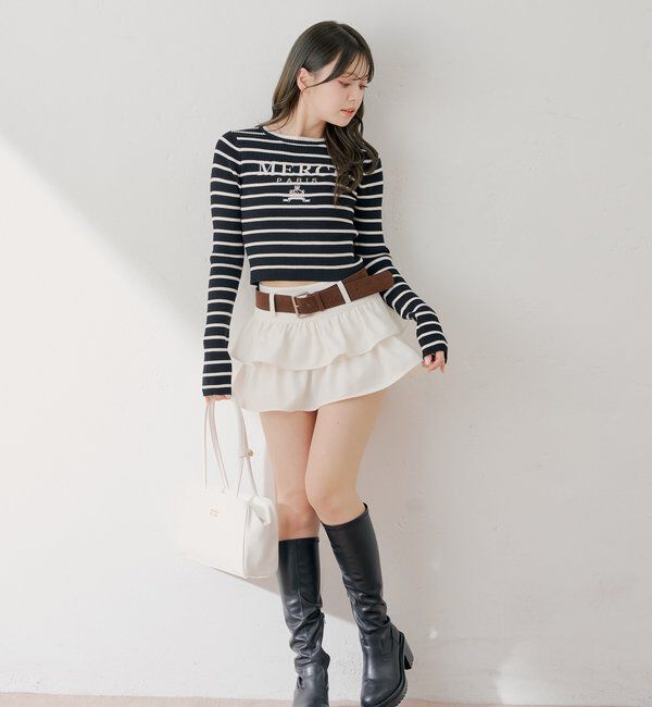  「【5色展開】ロゴ刺繍リブニット」|ニット・セーター|