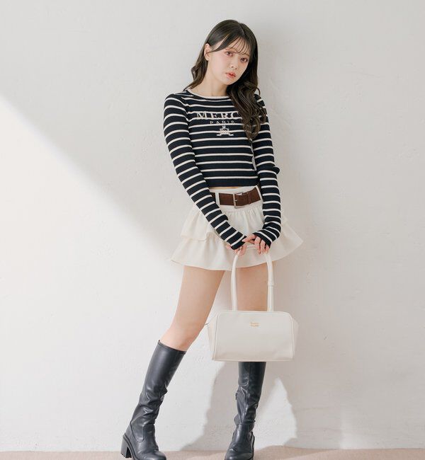  「【5色展開】ロゴ刺繍リブニット」|ニット・セーター|