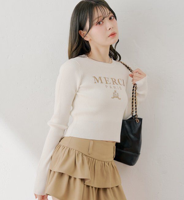  「【5色展開】ロゴ刺繍リブニット」|ニット・セーター|