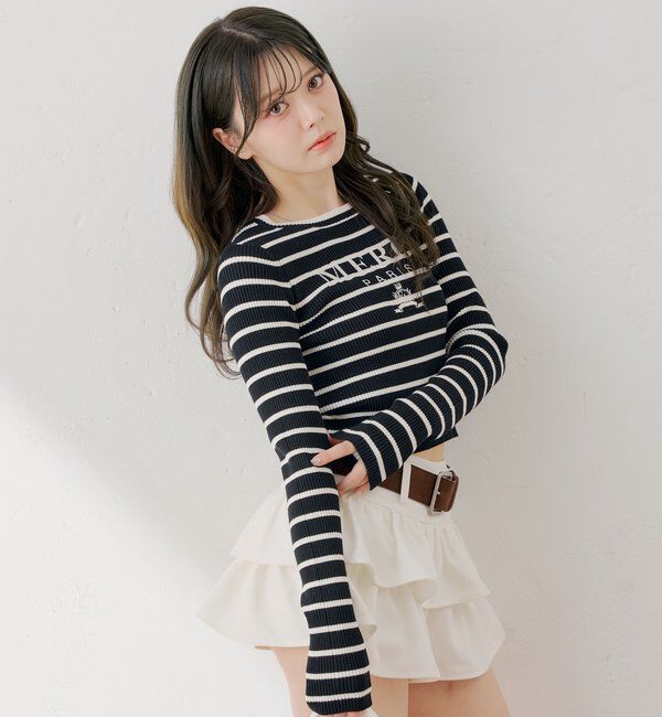  「【5色展開】ロゴ刺繍リブニット」|ニット・セーター|