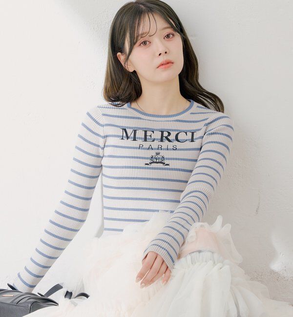  「【5色展開】ロゴ刺繍リブニット」|ニット・セーター|