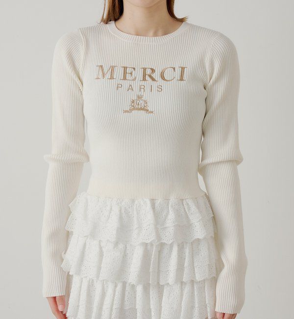  「【5色展開】ロゴ刺繍リブニット」|ニット・セーター|