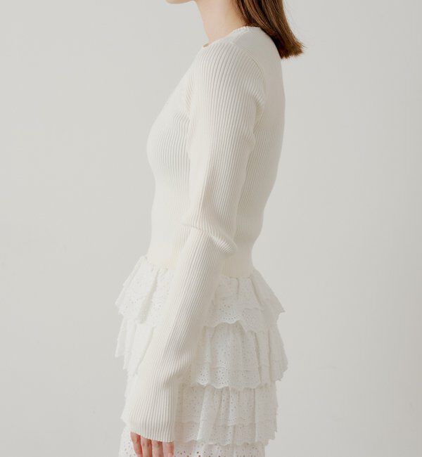  「【5色展開】ロゴ刺繍リブニット」|ニット・セーター|