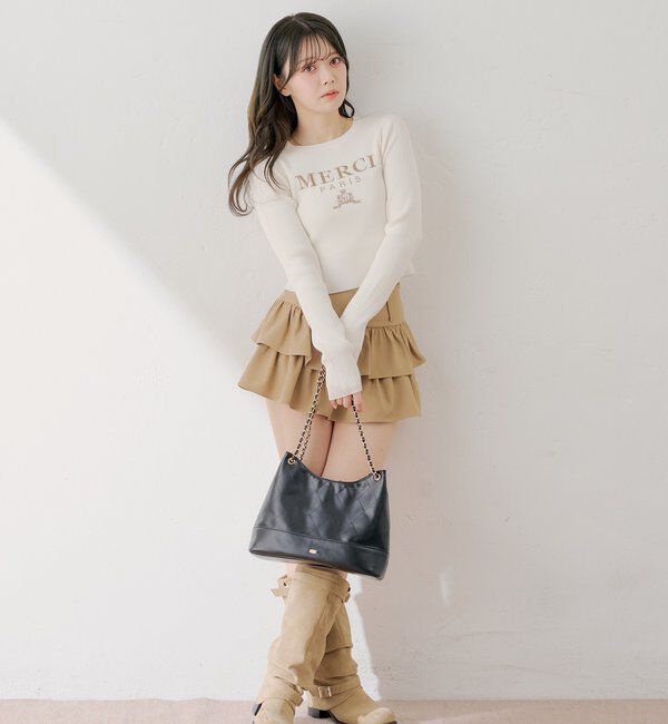  「【5色展開】ロゴ刺繍リブニット」|ニット・セーター|