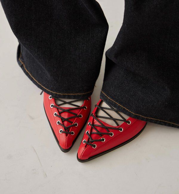  「レースアップアイレットミュール」|ロングブーツ|