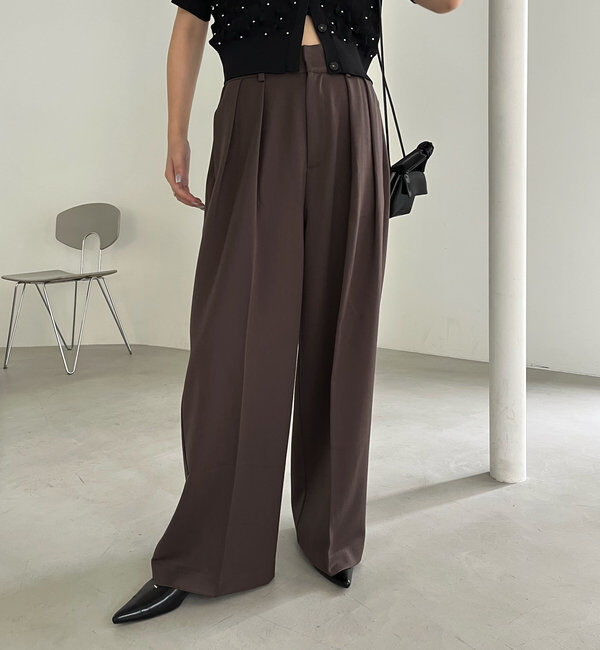  「【累計2万本突破！】【低身長・高身長サイズあり】2タックワイドパンツ」|チノ|