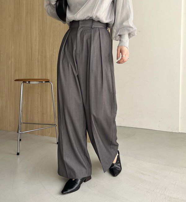  「【累計2万本突破！】【低身長・高身長サイズあり】2タックワイドパンツ」|チノ|グレー
