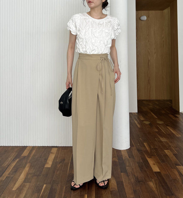  「【待望の追加決定！/新色ブラウン】ラップリボンパンツ」|チノ|