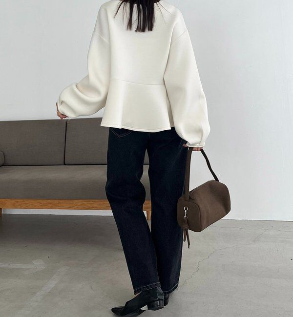  「【スタイルアップが叶う/伸縮性◎】ペプラムジップカーディガン」|Tシャツ・カットソー|