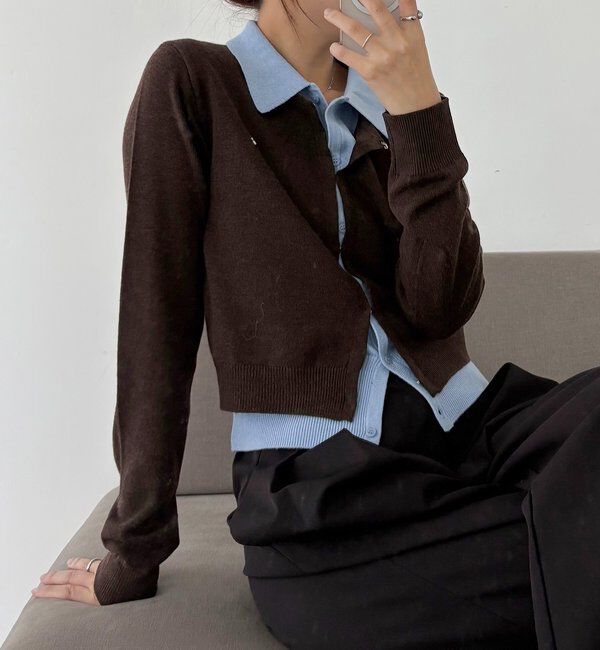  「レイヤードポロニットカーディガン」|カーディガン|