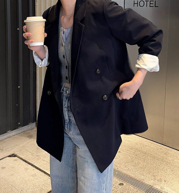  「【再販・サイズ展開あり・WEB限定カラー/グレージュ】Wテーラージャケット」|テーラードジャケット|