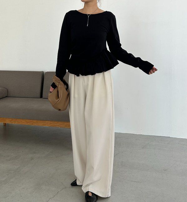  「【前後2WAY】アシメフリルロンT」|Tシャツ・カットソー|