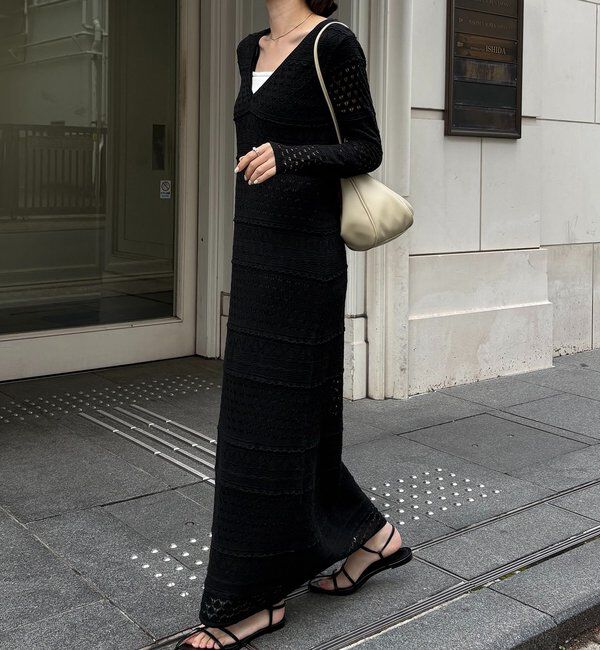  「【安心感のある裏地付き】深Vレースワンピース」|ワンピース|