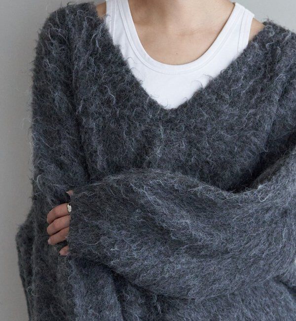  「【着映えニット】シャギーＶネックプルオーバー」|ニット・セーター|