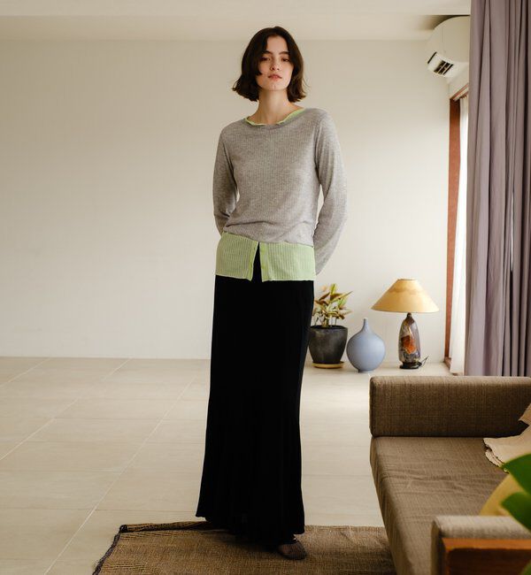  「【再入荷】シアーリブフレアースカート」|スカート|