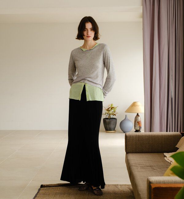  「【再入荷】シアーリブフレアースカート」|スカート|