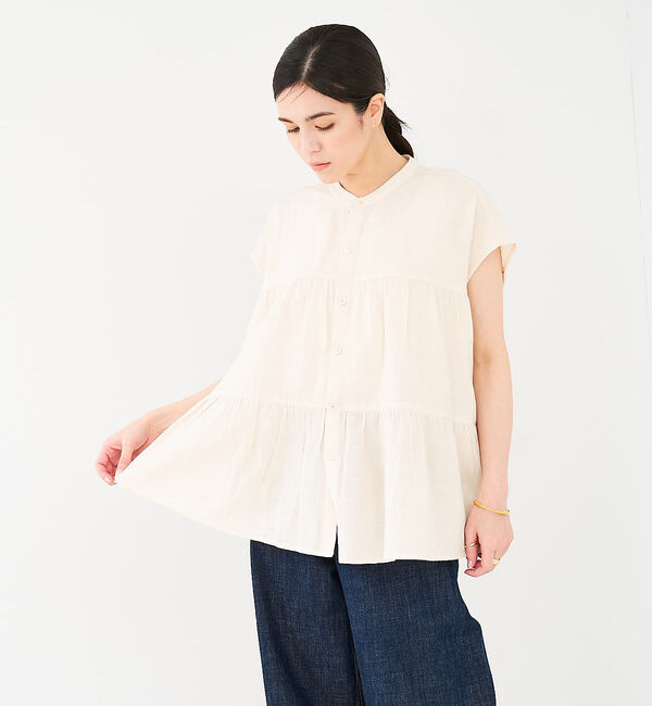 collex「切替ギャザーブラウス」|シャツ・ブラウス|ベージュ