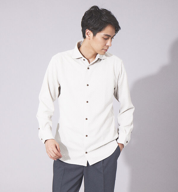 ABAHOUSE「【FLEX SHIRTS】ダイヤ柄 フクレジャカード シャツ」|シャツ・ブラウス|